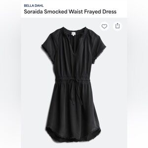 Bella Dahl Soraida smocked frayed black dress size medium.